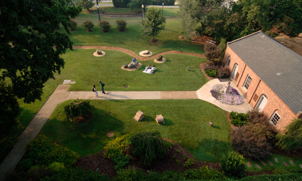 students by the chapel